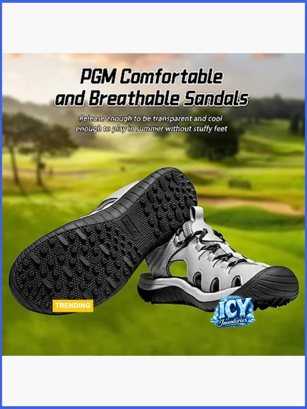 Closed Toe Sport Sandals with Anti-Slip Spikes, Breathable Golf Shoes